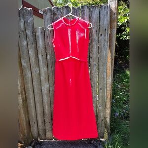 Vintage Andrea Gayle Maxi Dress, neon pink/red